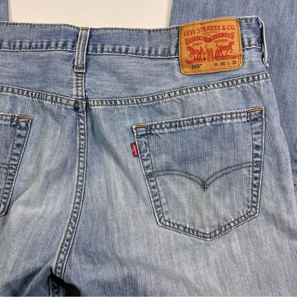 Levi's 569 Jeans Mens 36x29 Loose Straight Y2K Baggy 2000s Distressed Denim - Picture 11 of 12